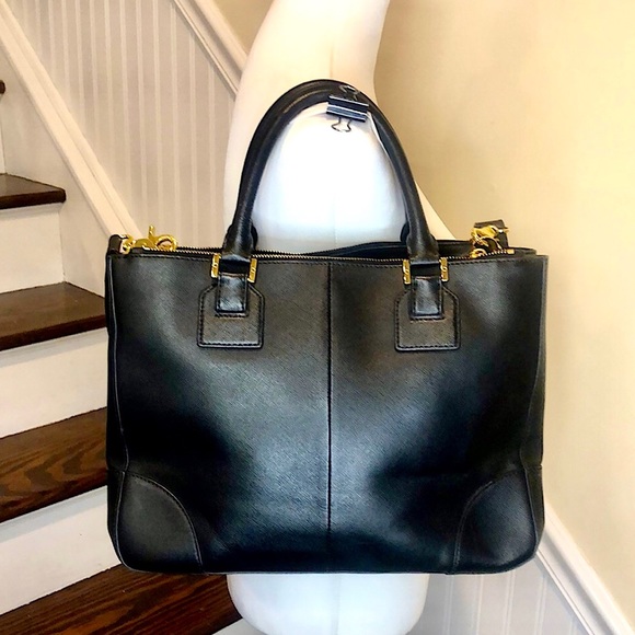 TORY BURCH Robinson Black Saffiano Leather Satchel Crossbody Shoulder Bag - Picture 4 of 16